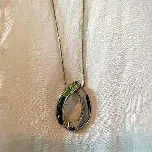 Lia Sophia green jewel and silver toned necklace